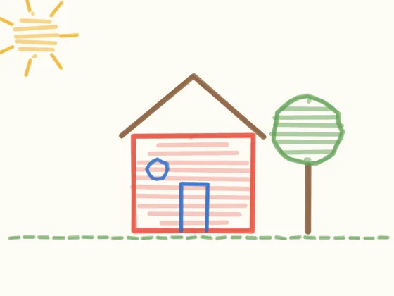 A crayon drawing of a house